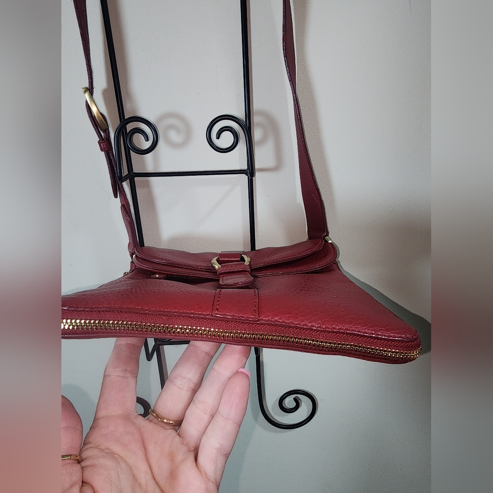 Cole Haan Red Leather Gold Hardware Crossbody Purse - Picture 6 of 15